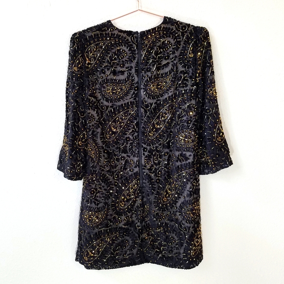 ALICE + OLIVIA Riska Black/Gold Embellished Dress - Picture 10 of 10